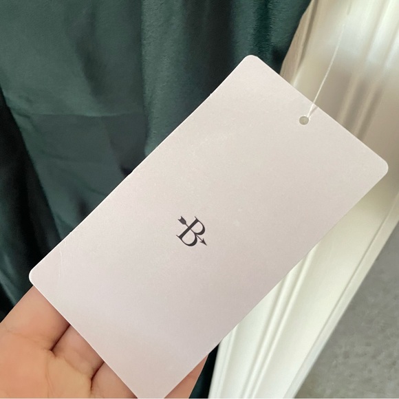 Anthropologie BHLDN Cali Satin Charmeuse Midi Dress in Dark Emerald Green 12 New - Picture 4 of 5